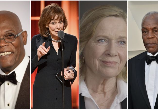 Samuel L. Jackson, Elaine May, Liv Ullmann, and Danny Glover (credit: dp, Theo Wargo/Getty Images for Tony Awards Productions, YouTube, dp)